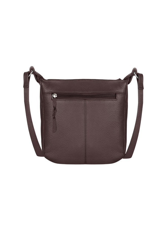 أوماكس حقيبة كتف كروس من الجلد الطبيعي الكامل الحبيبات من OMAX، حقائب نسائية كاجوال، حقائب سفر كبيرة السعة، حقائب كتف كروس بسيطة للنساء FL12 (بني) - Image 2